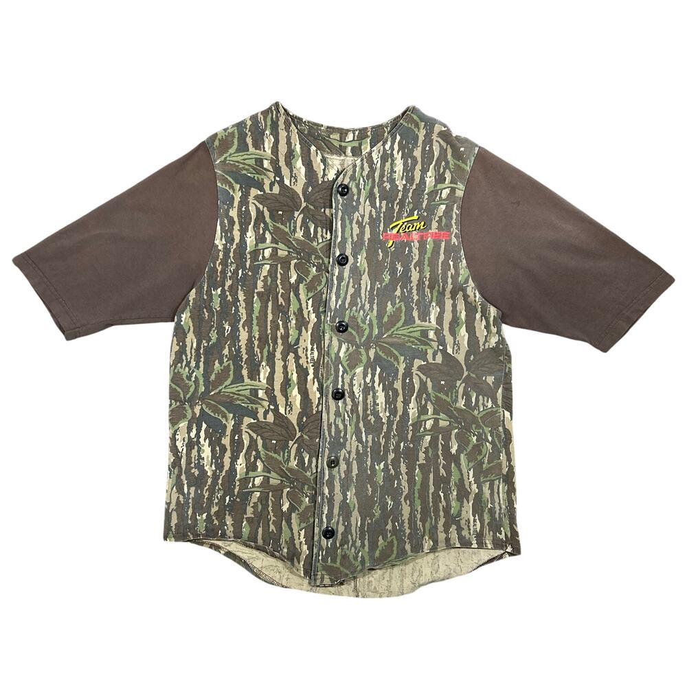 Vintage Team RealTree Camo Baseball Style Jersey T-Shirt Cotton Mens Large